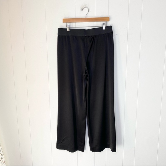 Alice + Olivia Black Wide Leg Dress Pants Size 8 Satin Stretch Waist Altered * - Picture 2 of 15